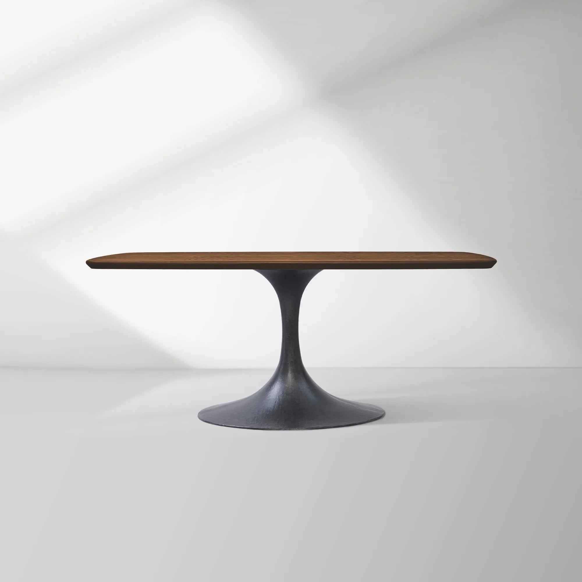 Aero Solid Oak Top Dining Table Tulip Rectangular Dining Table with Launette Base