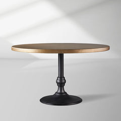 Recycled French Metal Bistro Table Black and Gold Small Dining Table with Cast Iron Wade Base