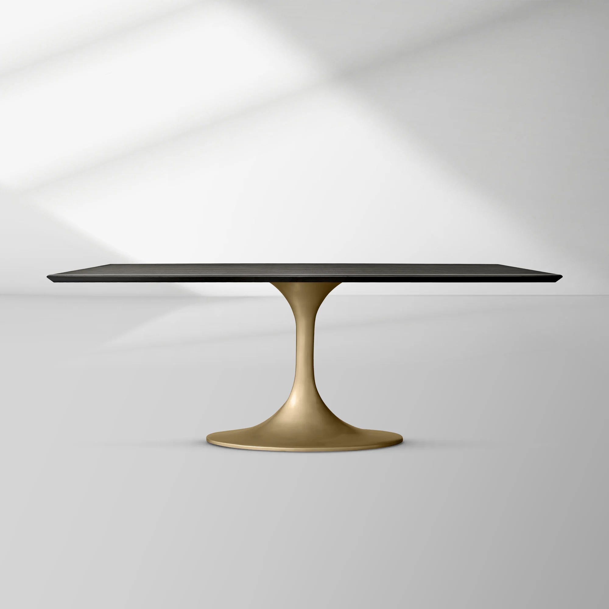 Aero Rectangular Wood Dining Table with Sculptural Steel Base