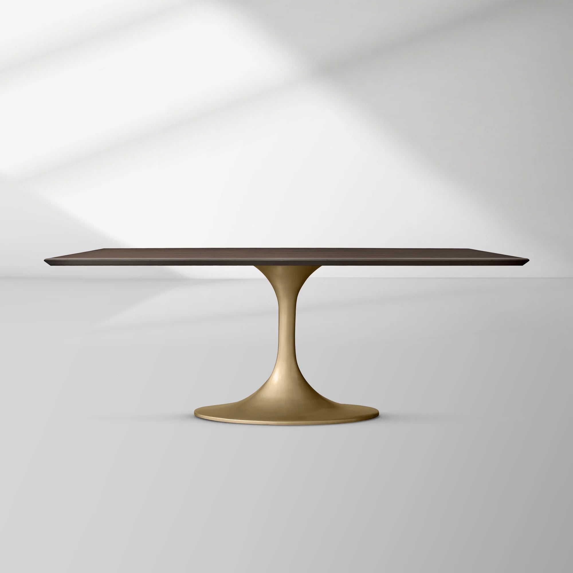 Aero Rectangular Wood Dining Table with Sculptural Steel Base