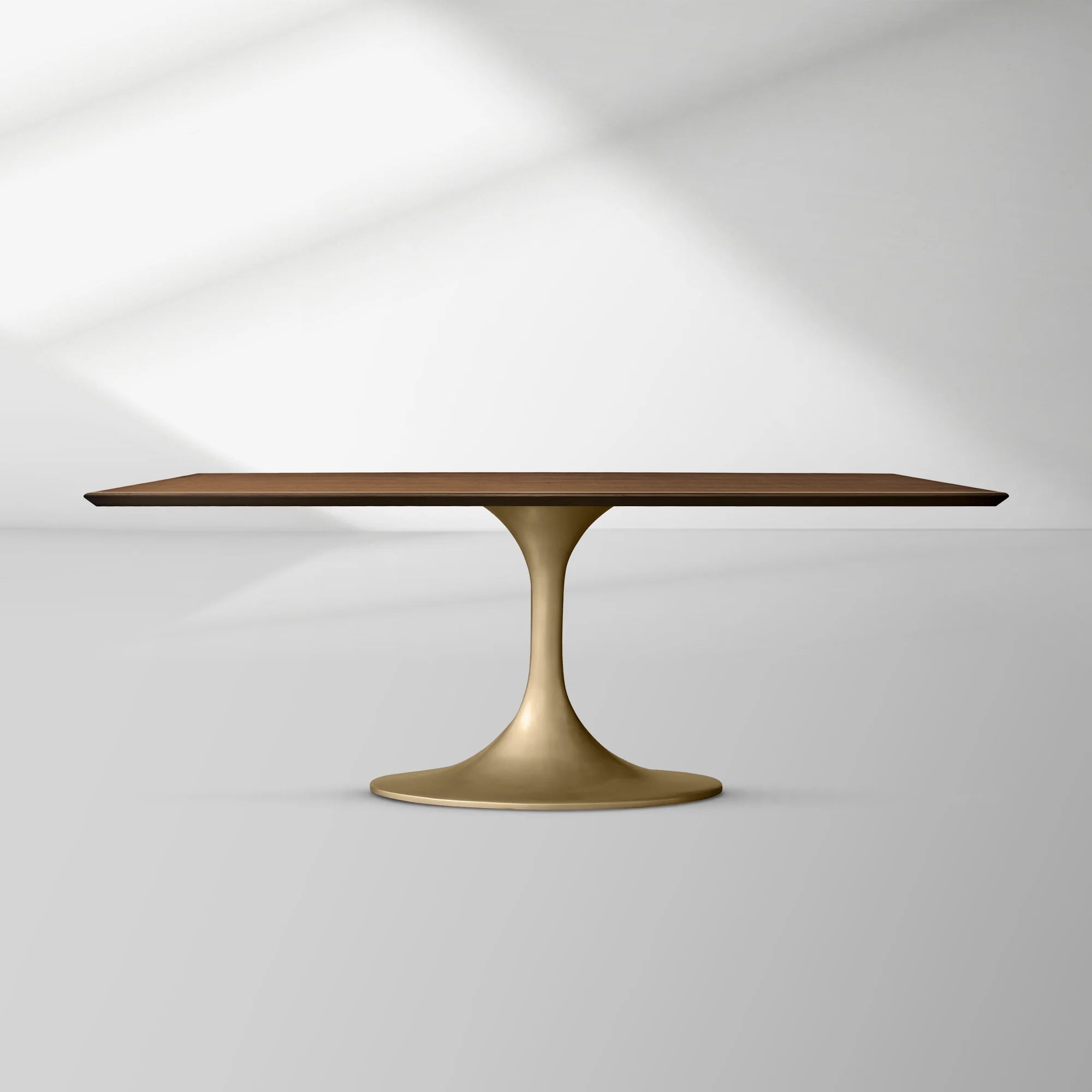 Aero Rectangular Wood Dining Table with Sculptural Steel Base