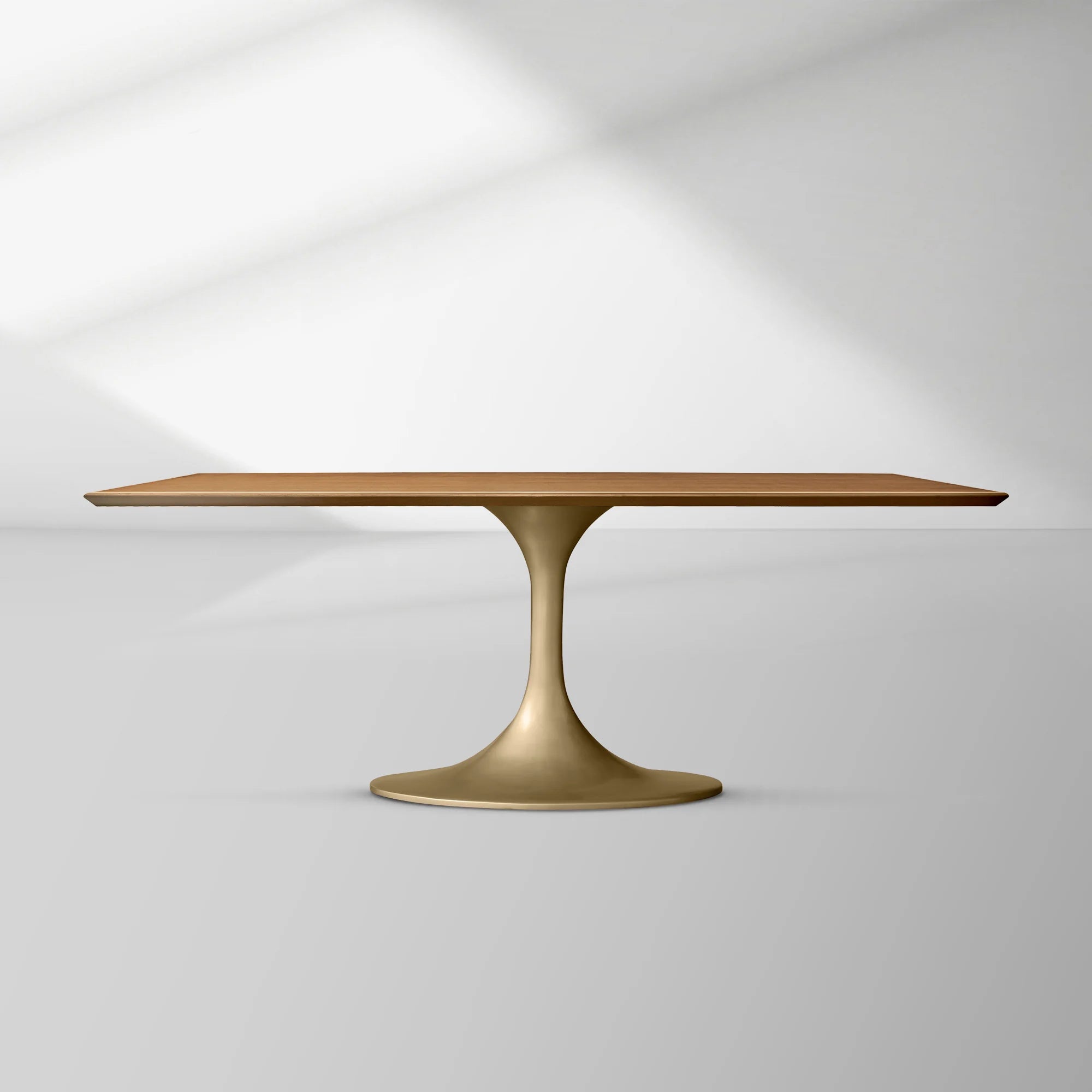 Aero Rectangular Wood Dining Table with Sculptural Steel Base