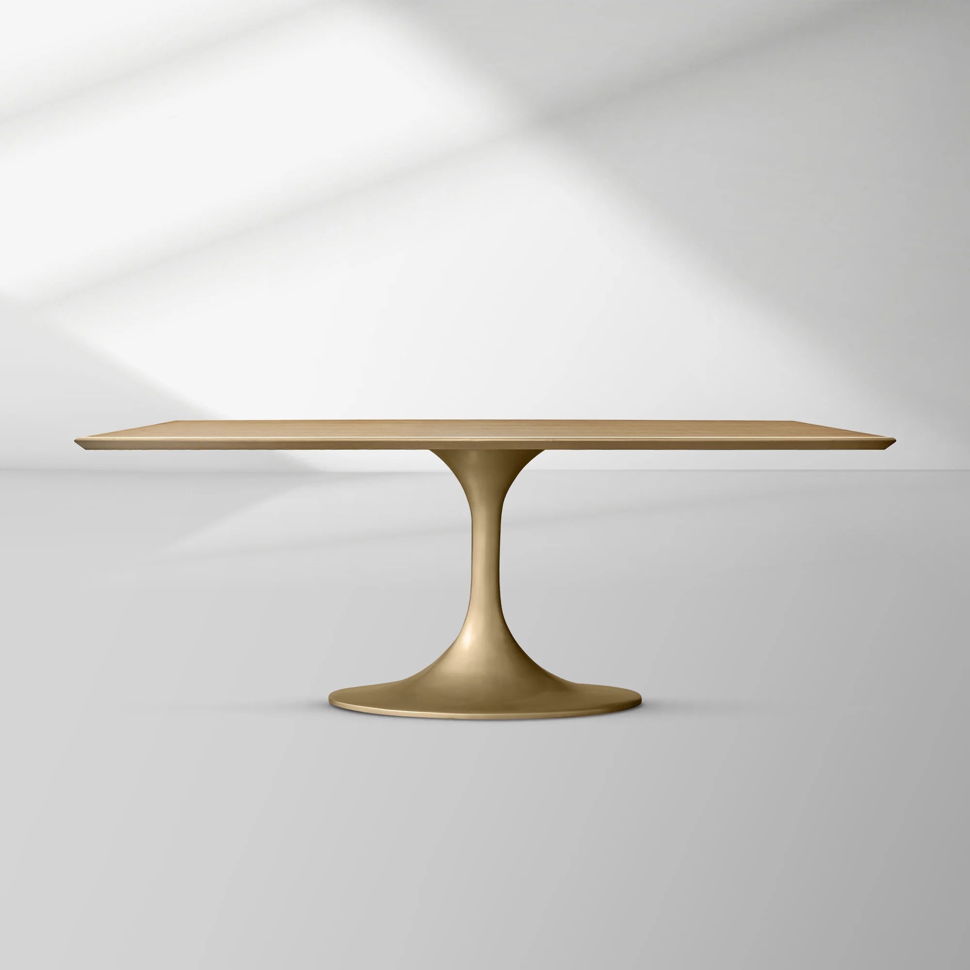 Aero Rectangular Wood Dining Table with Sculptural Steel Base