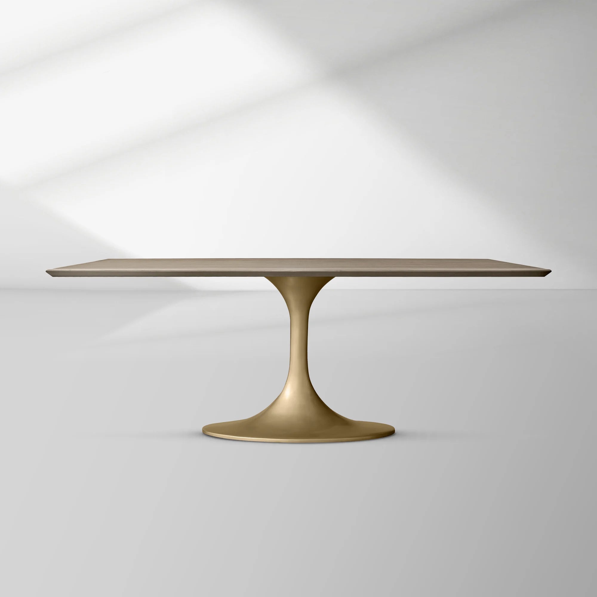 Aero Rectangular Wood Dining Table with Sculptural Steel Base