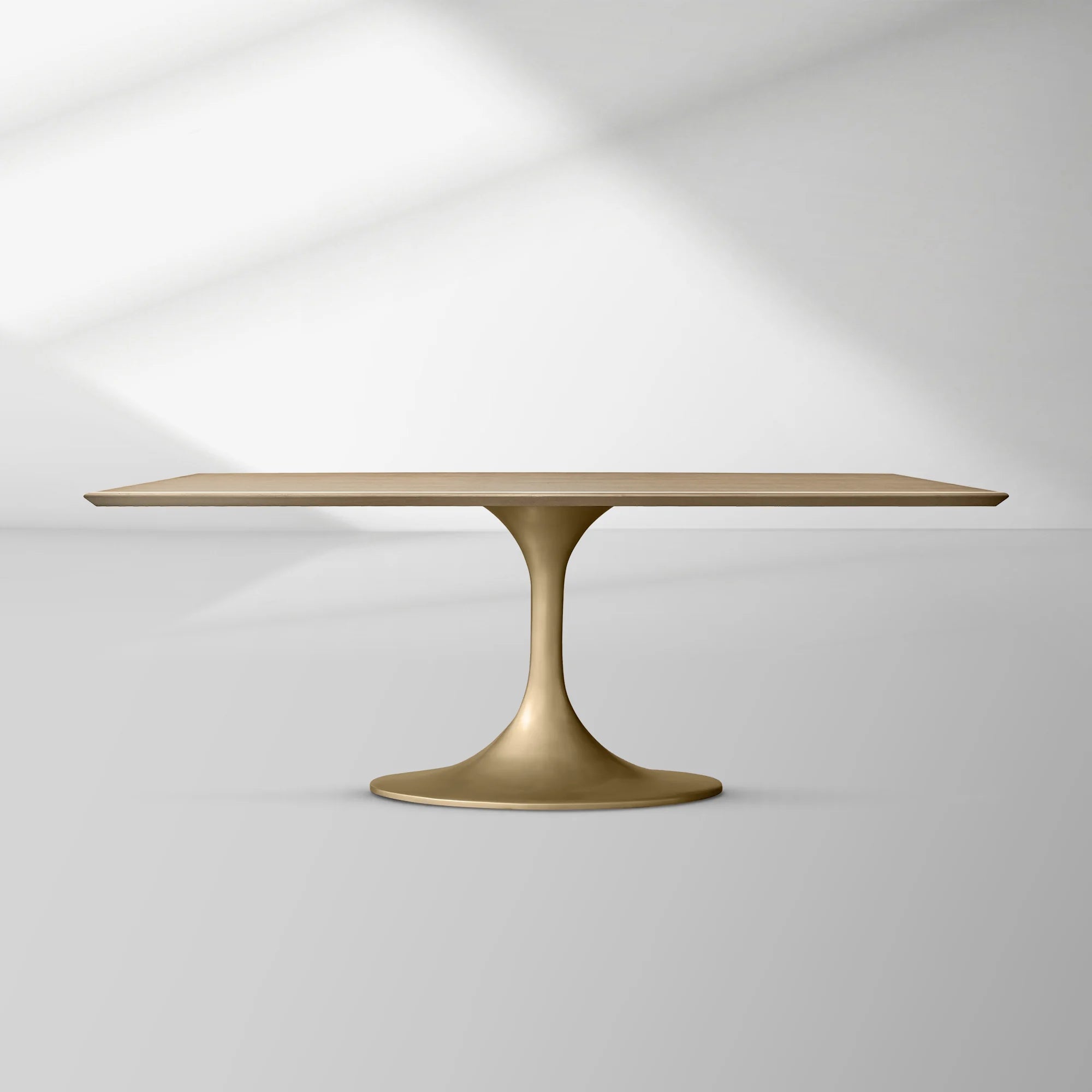 Aero Rectangular Wood Dining Table with Sculptural Steel Base