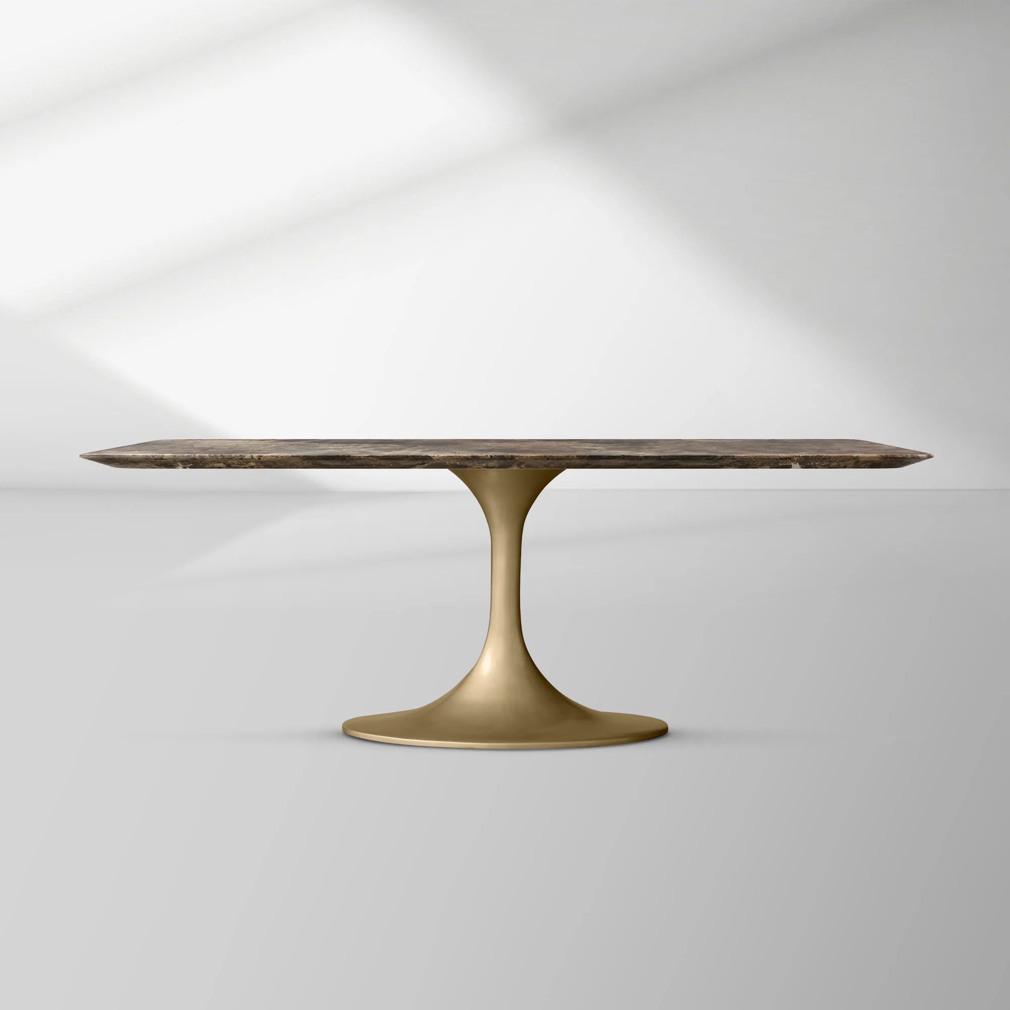 Aero Rectangular Marble Dining Table with Cast Steel Base