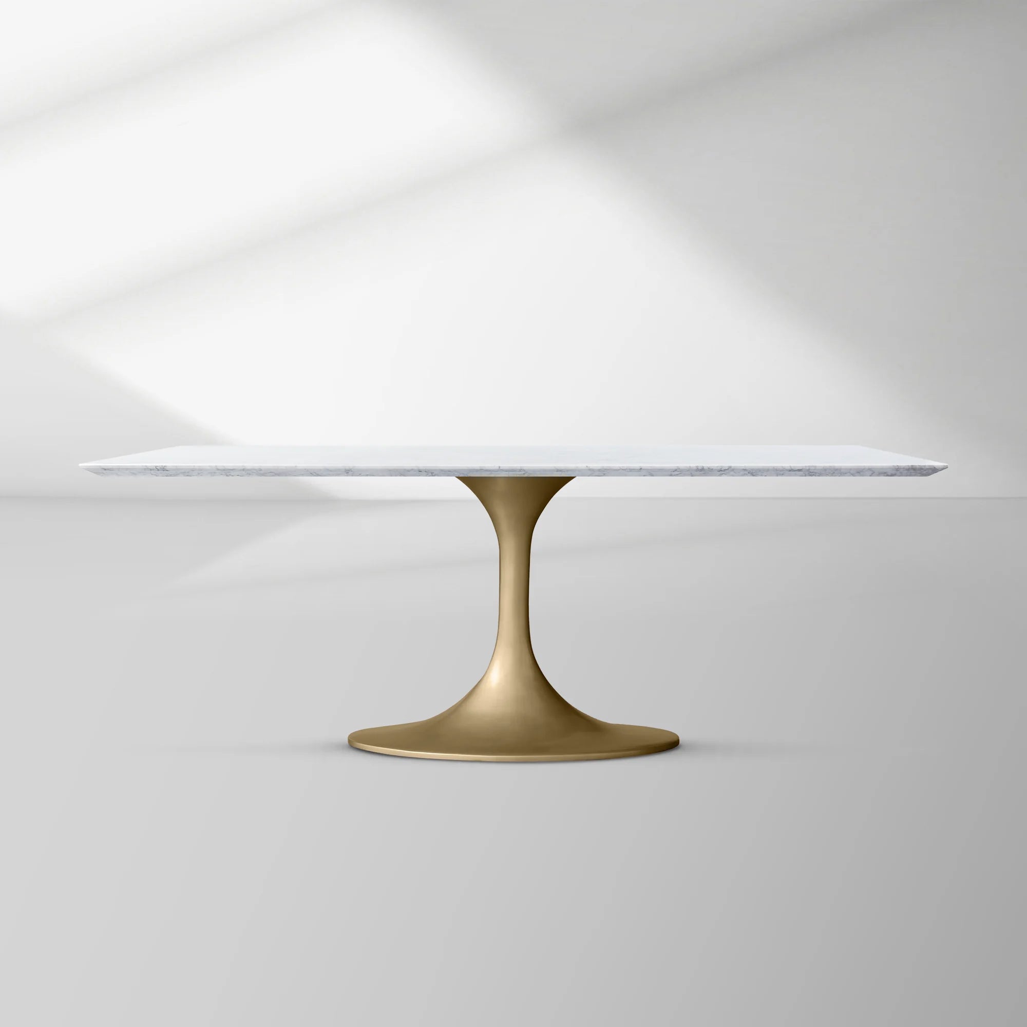 Aero Rectangular Marble Dining Table with Cast Steel Base