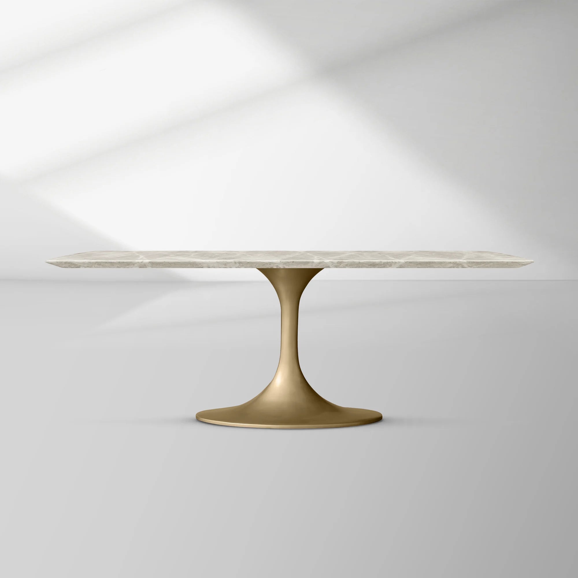 Aero Rectangular Marble Dining Table with Cast Steel Base