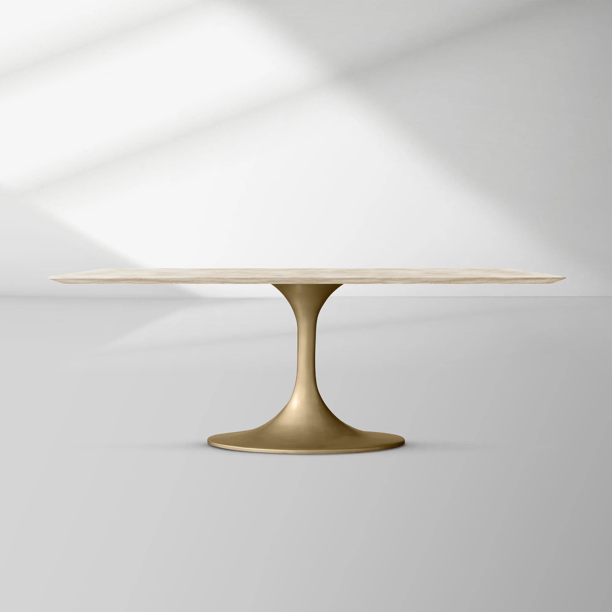 Aero Rectangular Marble Dining Table with Cast Steel Base