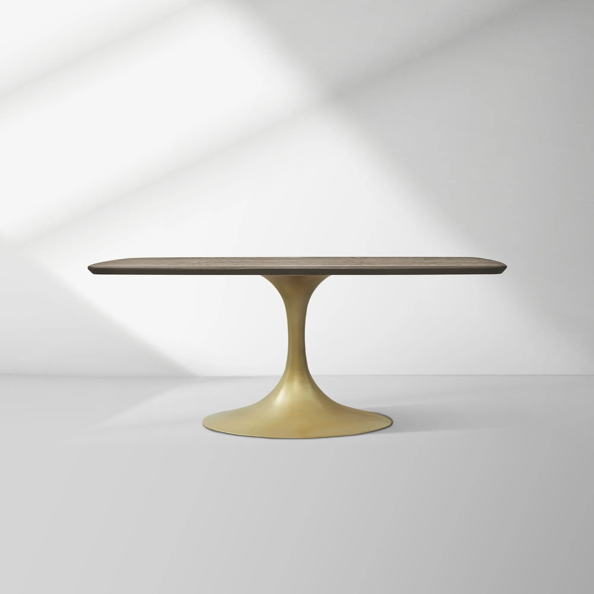 Aero Solid Oak Top Dining Table Tulip Rectangular Dining Table with Launette Base