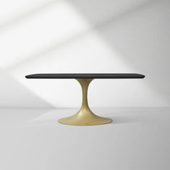 Aero Solid Oak Top Dining Table Tulip Rectangular Dining Table with Launette Base