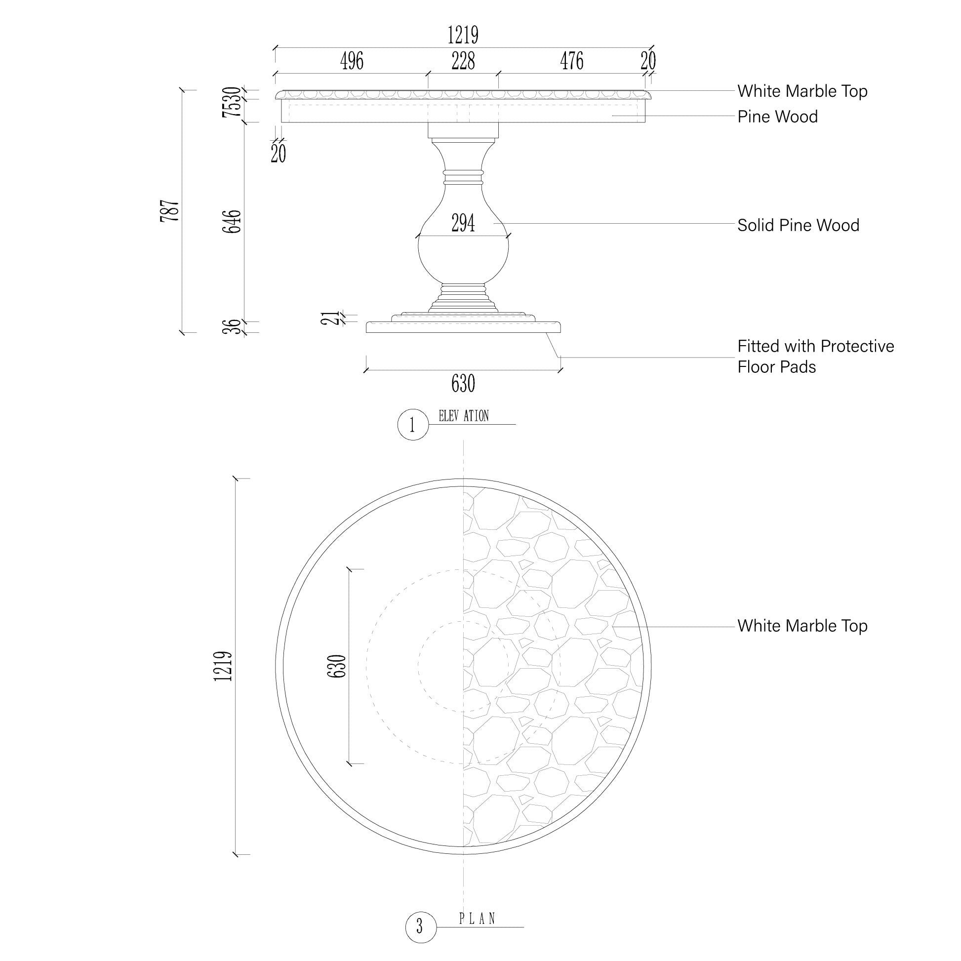 Luca Natural Stone Top Dining Table With Pine Base