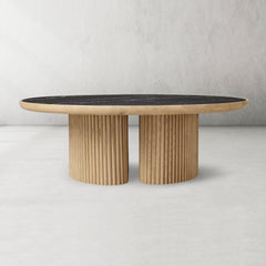 Aster Wood Round Coffee Table Contemporary Sofa Center Tea Table