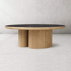Aster Wood Round Coffee Table Contemporary Sofa Center Tea Table