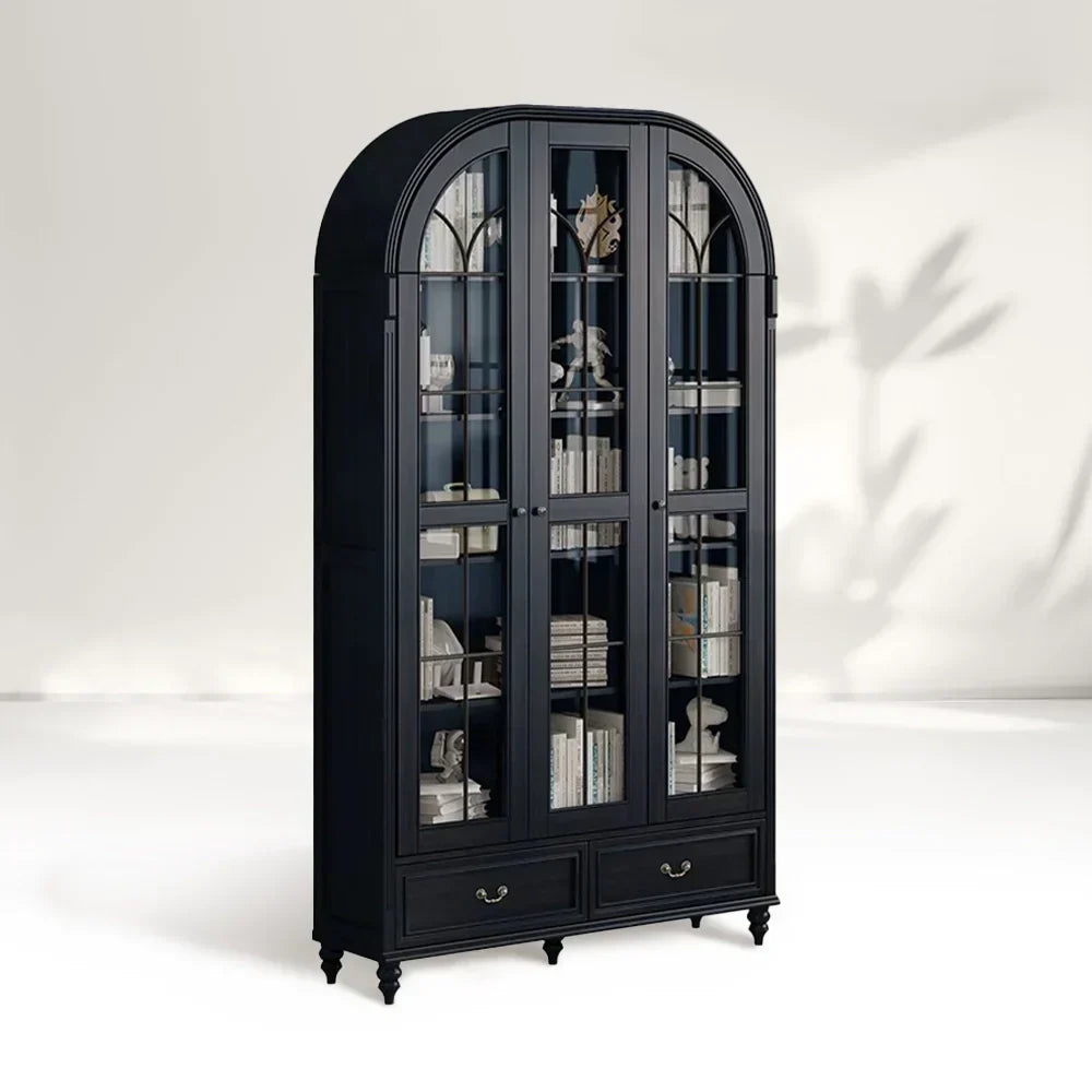 Hattie II Glass tall Display Cabinet Wood Classical European Design