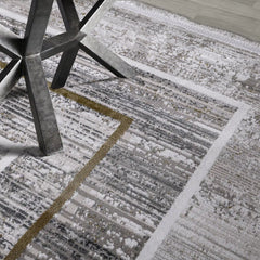 Milano Framed Abstract Neutral Area Rug NeatElegant & Understated Carpet Modern Framed Abstract Minimalist Style