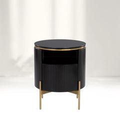 Panoso Wood Nightstand Luxurious Side Table with Gold Base