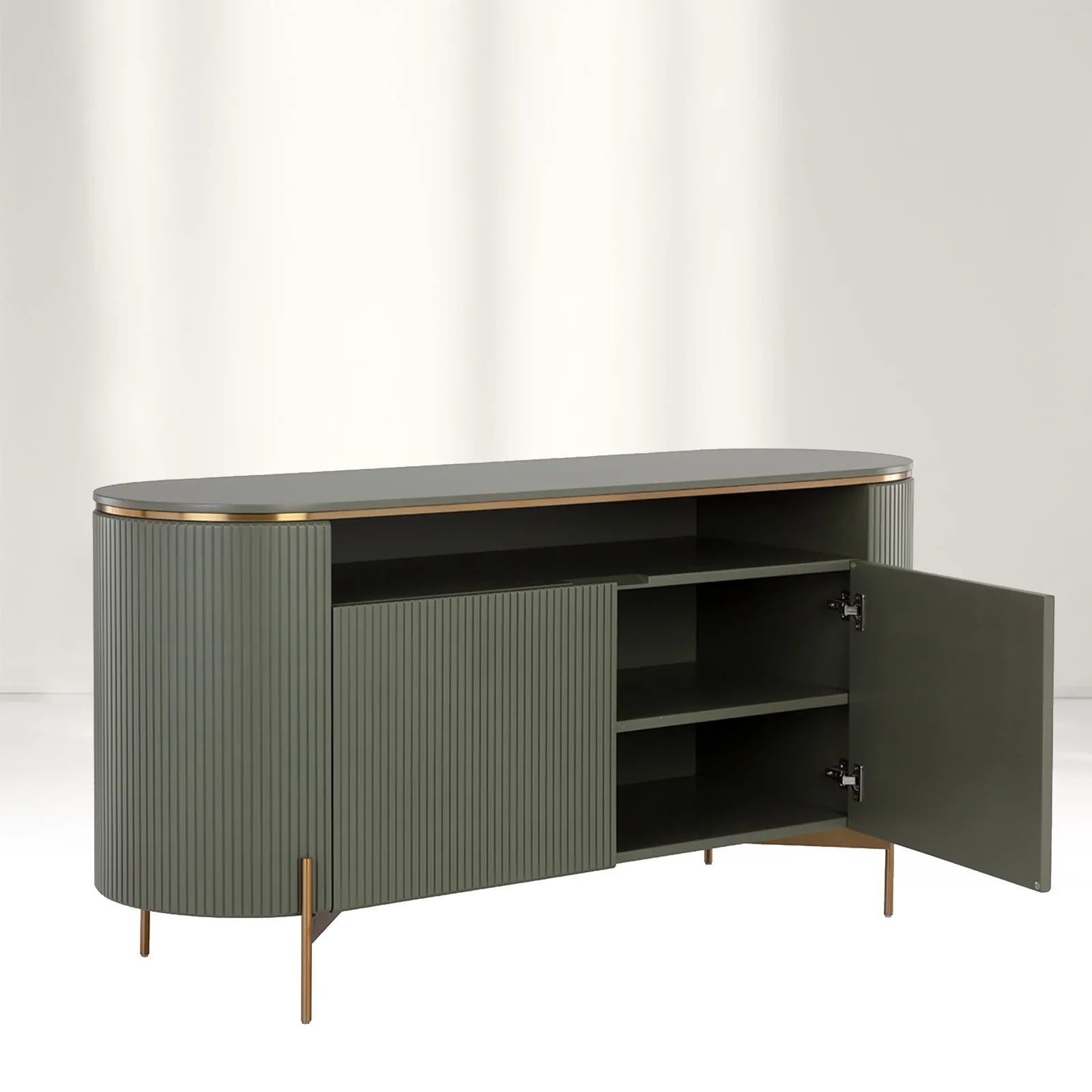 Panoso Curved Sideboard Luxury Buffet Cabinet With Gold stainless steel legs