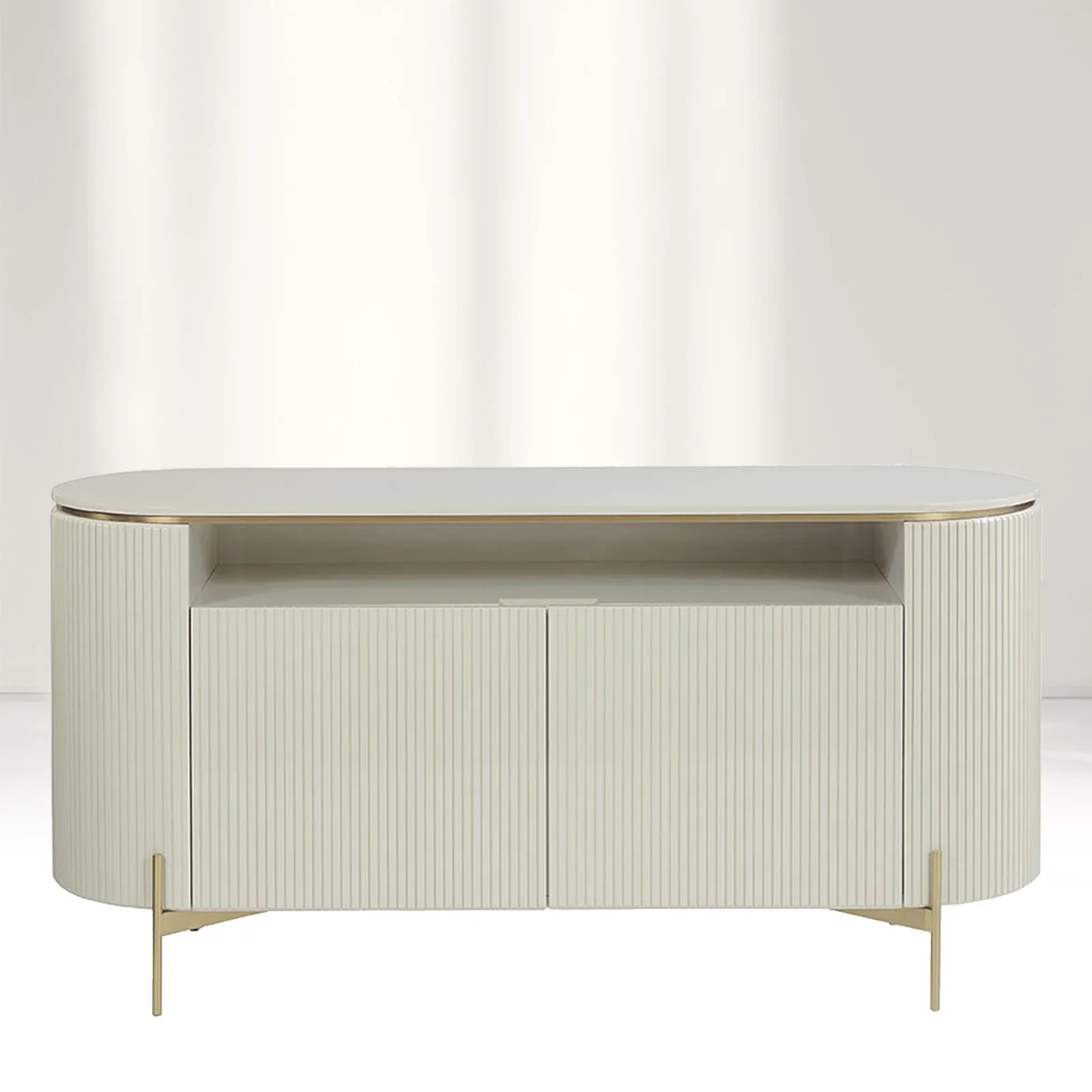 Panoso Curved Sideboard Luxury Buffet Cabinet With Gold stainless steel legs