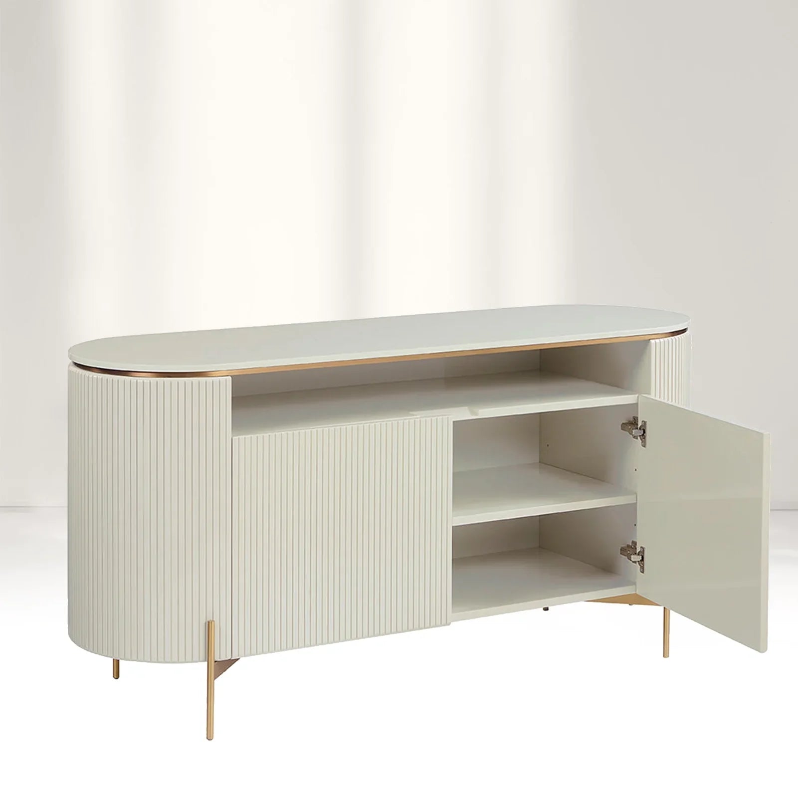 Panoso Curved Sideboard Luxury Buffet Cabinet With Gold stainless steel legs