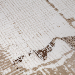 Puxina Layered Block Abstract Neutral Area Rug with Vintage Wabi-Sabi Paper Rubbing Style Carpet