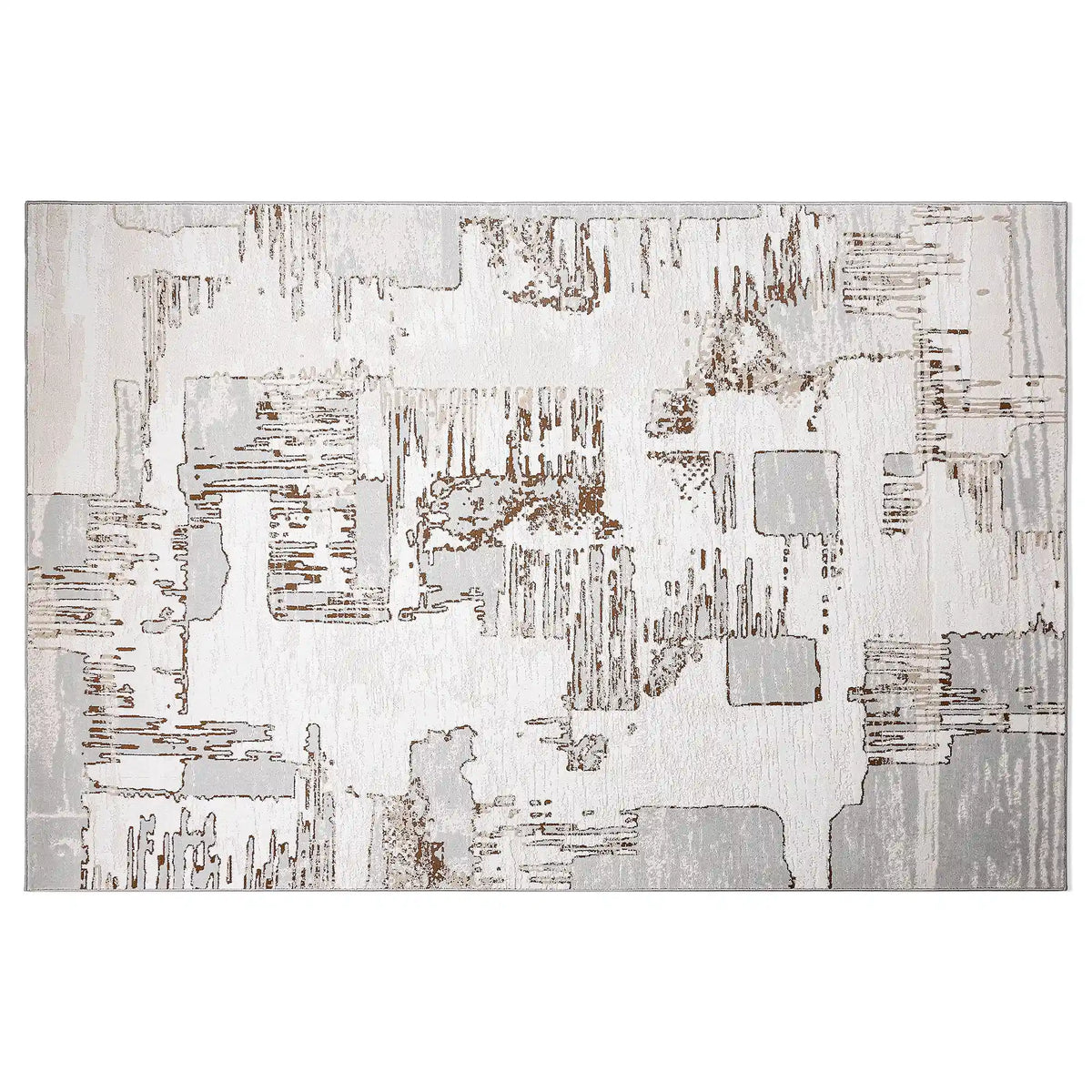 Puxina Soft Layered Block Abstract Neutral Area Rug with Minimalist Modern Industrial Style Carpet Sketch Deconstructed Style