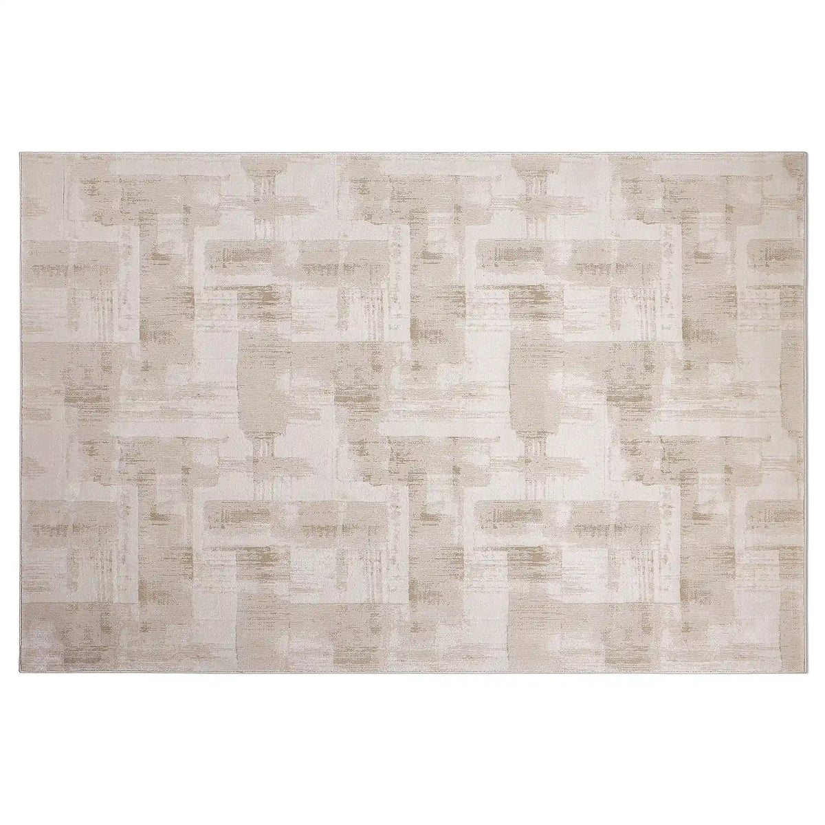 Shanluan Layered Horizon Abstract Neutral Area Rug Natural Breathable Feel & Minimalist Warm Ambiance Carpet