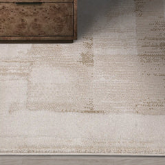 Shanluan Layered Horizon Abstract Neutral Area Rug Natural Breathable Feel & Minimalist Warm Ambiance Carpet