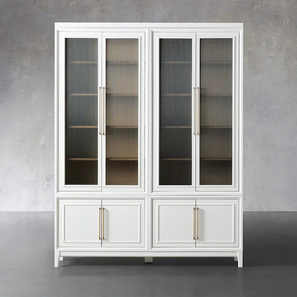 Rowan Modular Reeded Tall Display Cabinet With Glass Doors