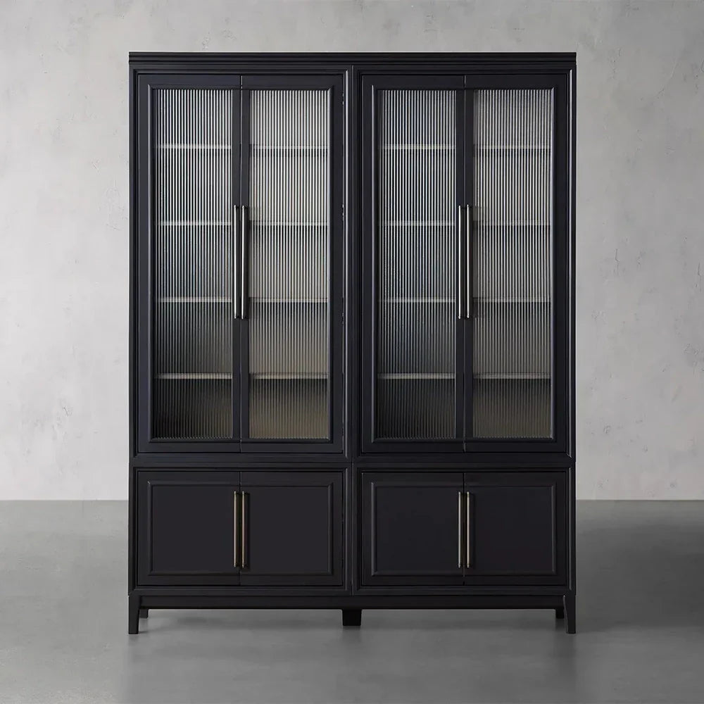 Rowan Modular Reeded Tall Display Cabinet With Glass Doors