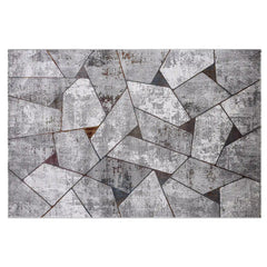 Torino Fragmented Facet Geometric Abstract Neutral Area Rug Modern Industrial Distressed Geometric Style Carpet