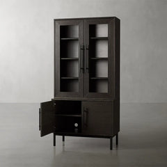 Sullivan Oak Wood Rustic Display Cabinet