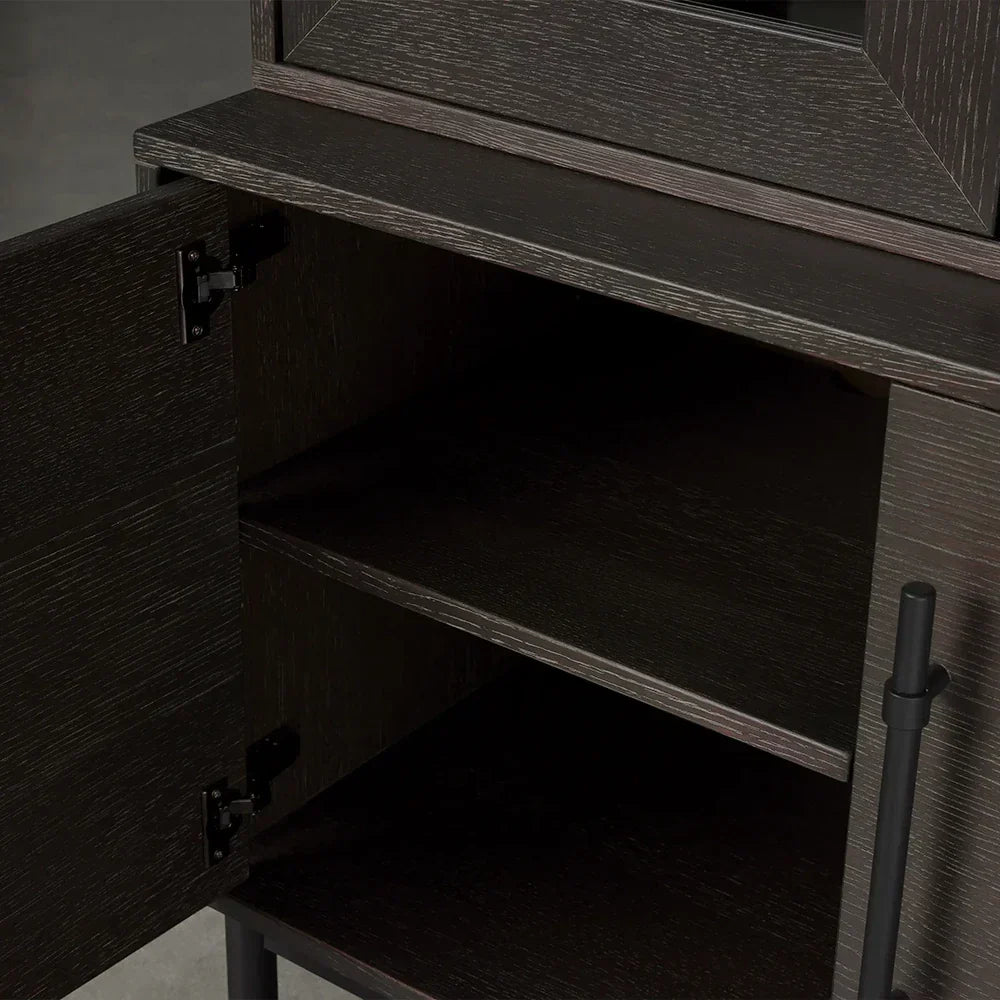 Sullivan Oak Wood Rustic Display Cabinet