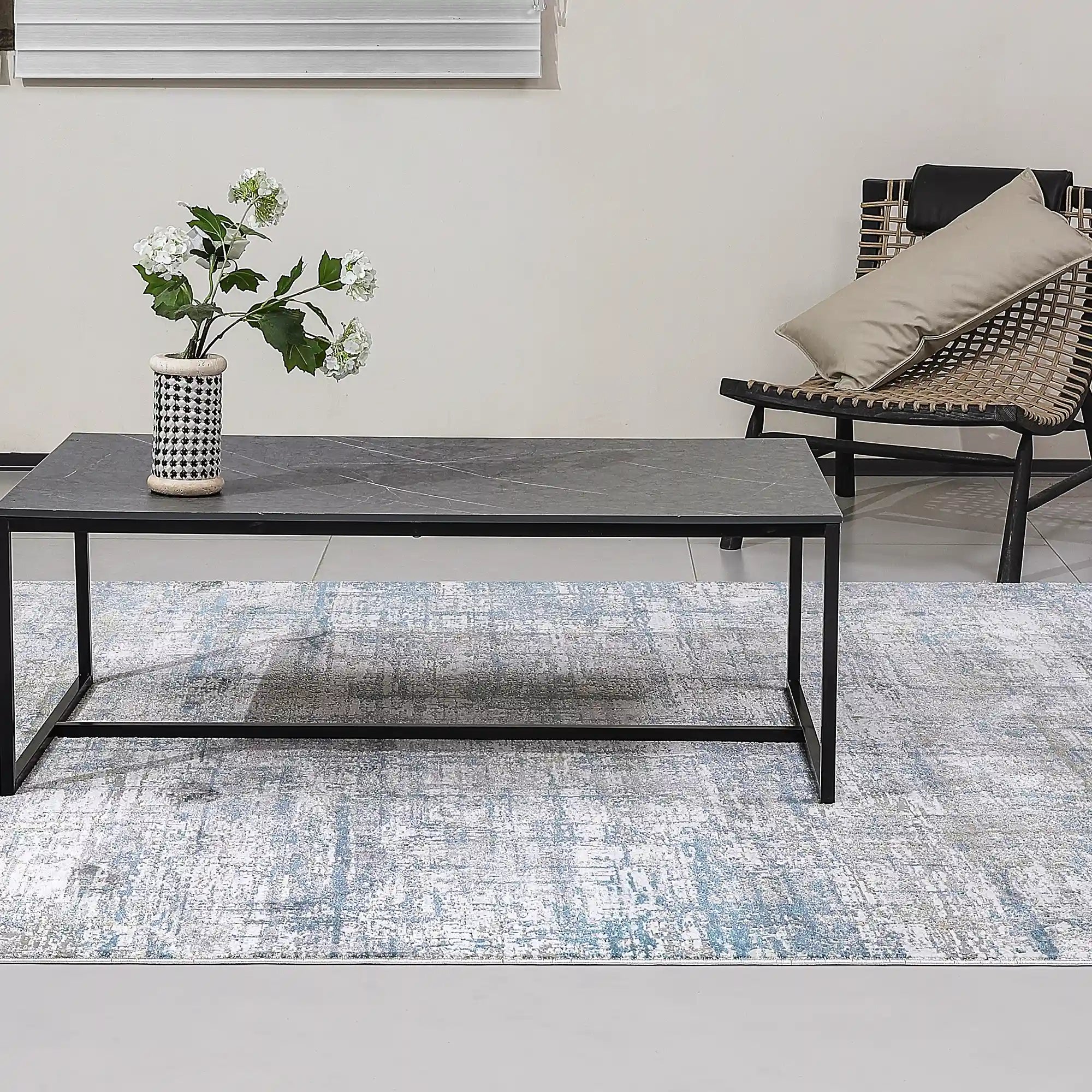 Torino Interwoven Grid Abstract Neutral Area Rug Understated Textured Carpet Modern Minimalist Grid Style