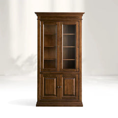 Tuscany Italian Crafted Wood Display Storage Cabinet With Glass Door