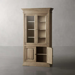 Tuscany Italian Crafted Wood Display Storage Cabinet With Glass Door