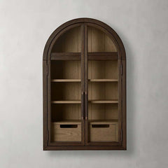 Hattie Medi Century  Style Wall Mounted Storage Cabinet Wood Arched Drawers Cabinet