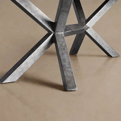 Petra Rectangle Dining Table marble & Petrified Wood Top with Iron Base