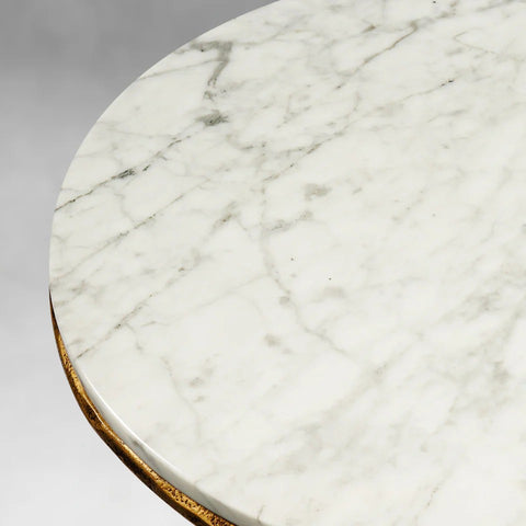Thaddeus 24-inch Brass Round Side Table with Marble Top