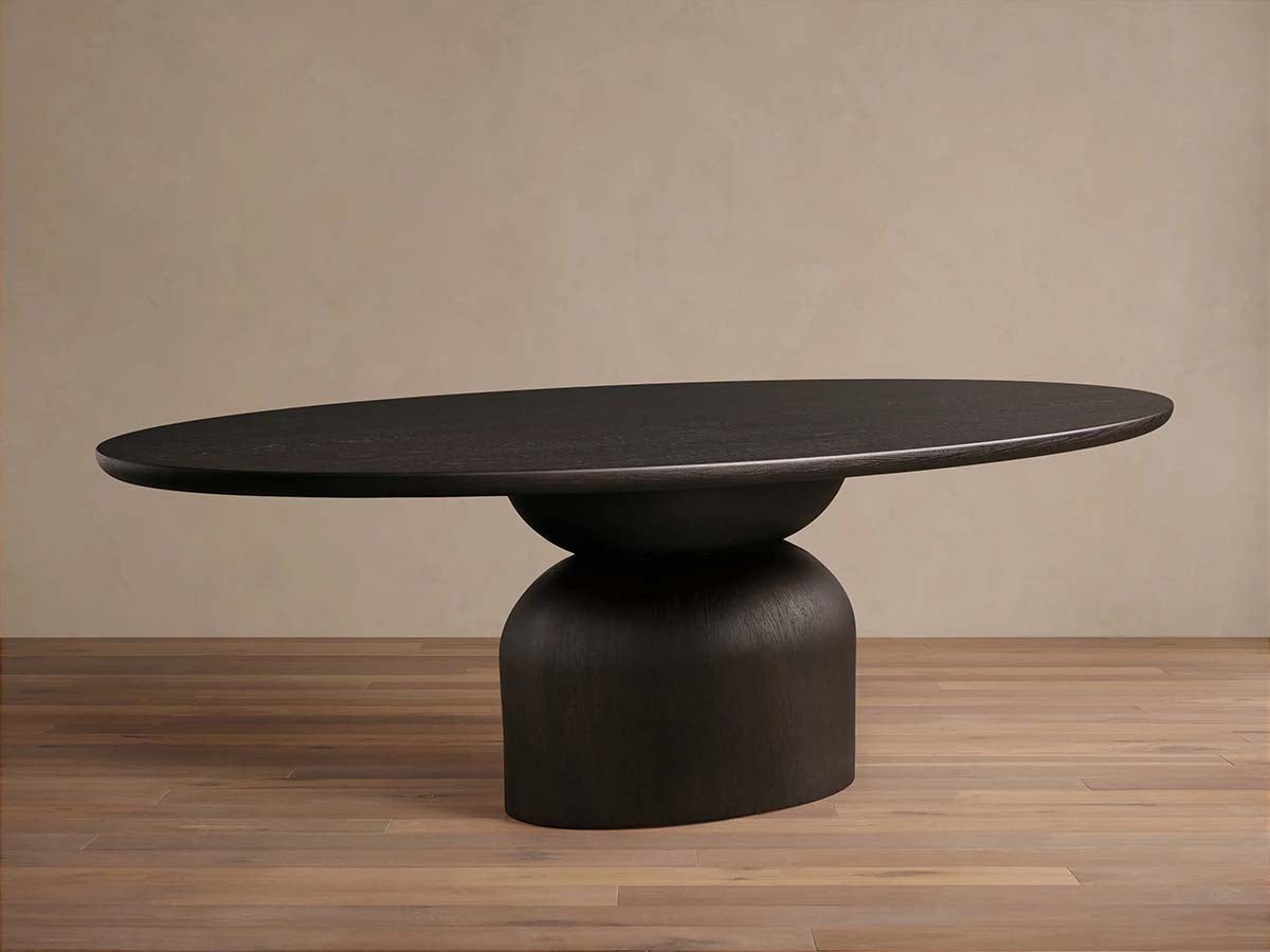 Perth Oval Oak Dining Table Hand-Sculpted Modern Dining Table