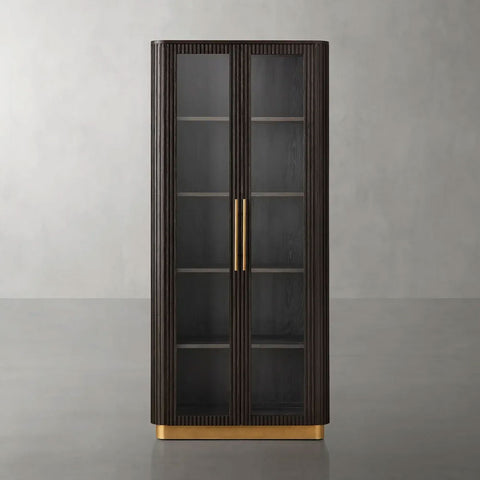 Finnley Glass Door Solid Wood Display Cabinet