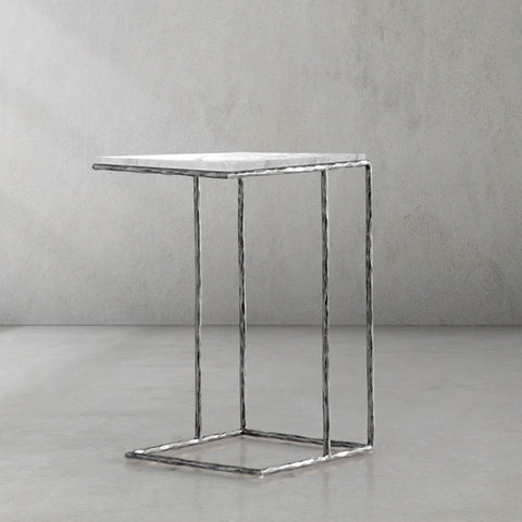 Thaddeus C-Shaped Side Table with Italian Marble Top
