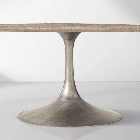 Aero Round Organic Stone Dining Table with Steel Base
