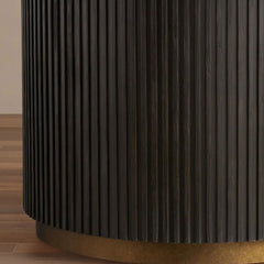 Finnley Round Wood Dining Table With Carrara Marble or Bluestone Top