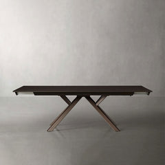 Powell Expandable Wood Dining Table with Steel Base