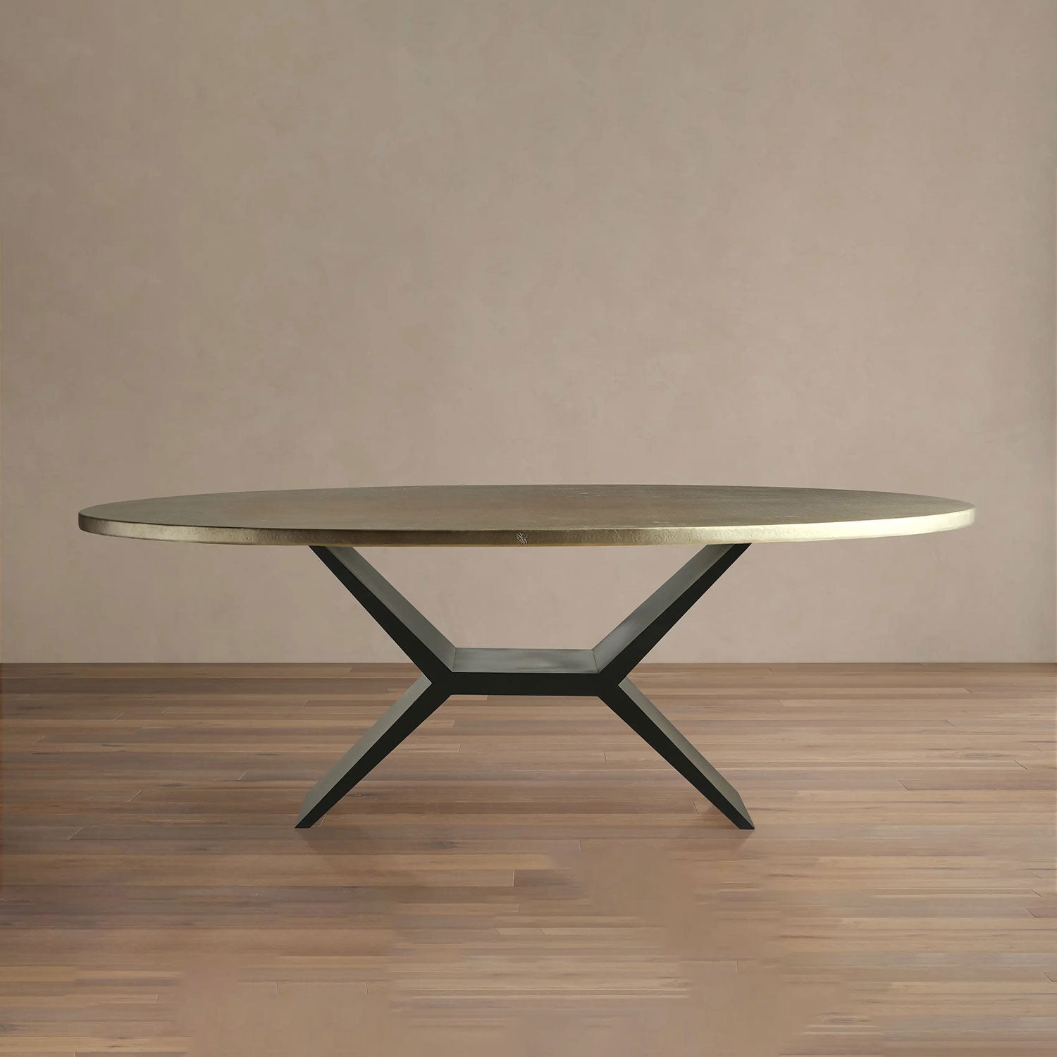 Recycled Metal Dining Table With Vertex Iron Base