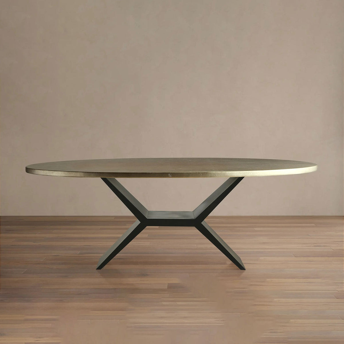 Recycled Metal Dining Table With Vertex Iron Base