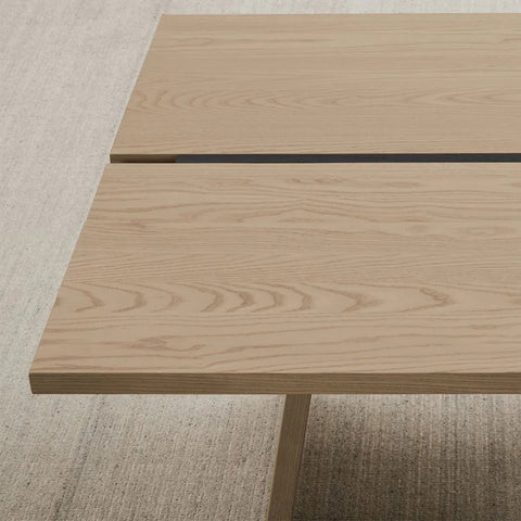 Carlisy Wood Rectangle Dining Table with Ash Wood Planks Top