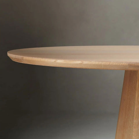 Brank Oval Dining Table Faceted Cone Base with Beveled Edge Top