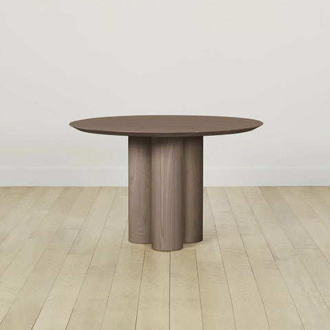 Reade Natural Ash Wood Round Dining Table with Sculptural Columnar Legs